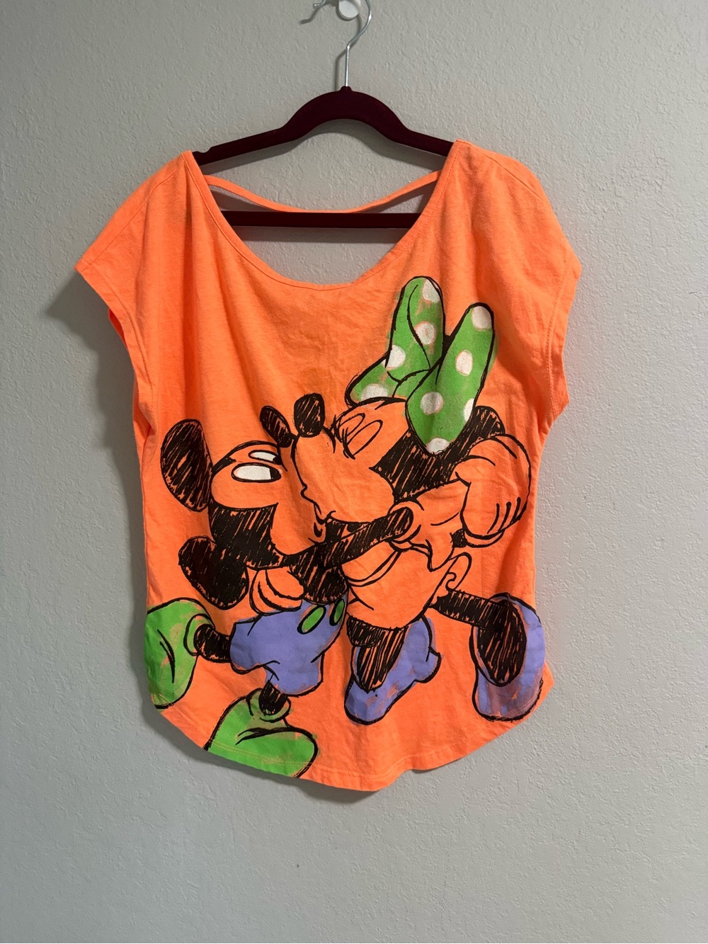 Disney Minnie Mouse Neon Orange Graphic Tee Women’s S